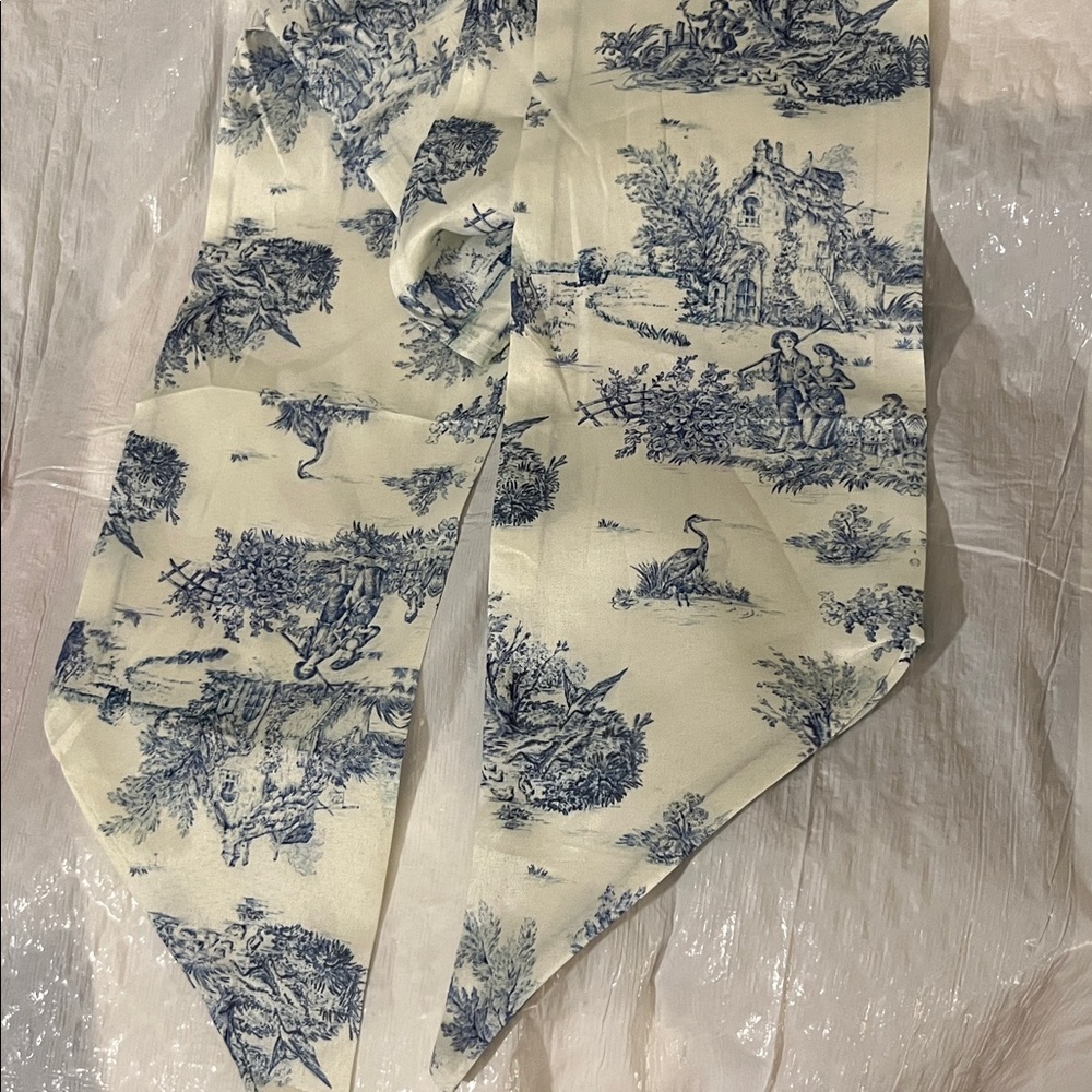 Blue Toile Scarf Ribbon
